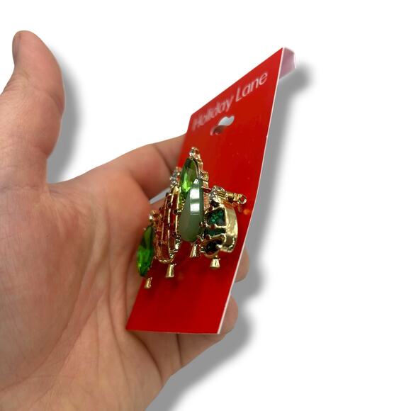 NEW Holiday Lane Christmas Tree Brooch Green Gold Abstract Winter Lapel Pin NWT - Picture 4 of 8
